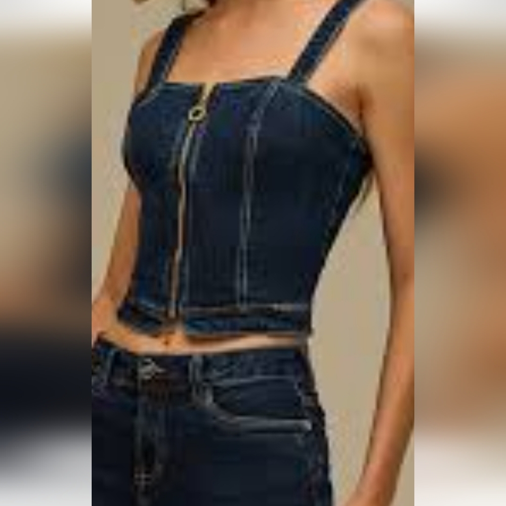 Nwt Love Trends S Denim Bustier Short Set